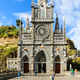 A beautiful shot of the front of the Las Lajas Shrine in Columbia.
